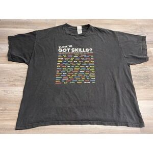 Think Ya Got Skills Graphic T-Shirt Funny Color Mind Game Sun Faded Black Sz 2XL